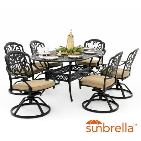 Rosedown 6 Person Cast Aluminum Patio Dining Set With Swivel
