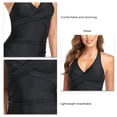 thumbnail image 6 of Sarapandan Women Deep V Neck Swimsuits One Piece Swimsuit Ruched Push Up Bathing Suit Slimming Halter Swimsuit Black L, 6 of 7