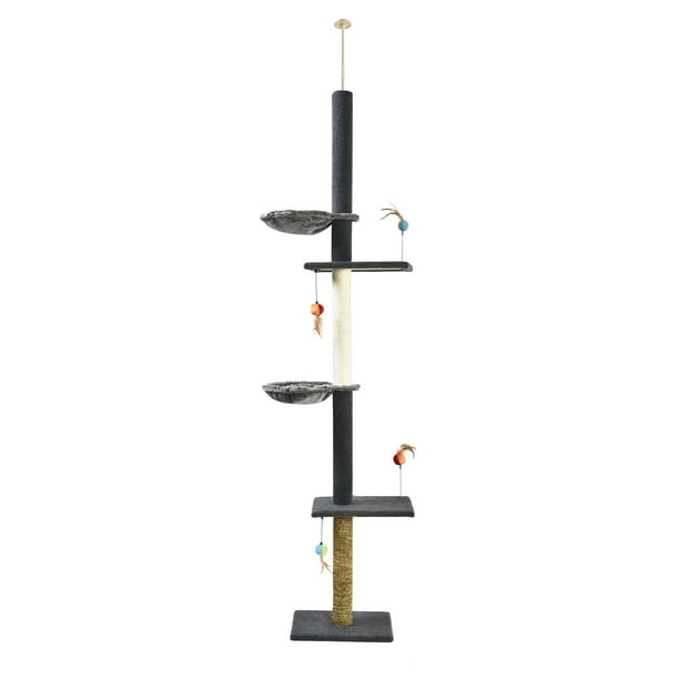 Cat Craft Three Tier Cat Tree 7.5' 9' with Hammocks, Grey