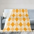 thumbnail image 2 of Argyle Pattern Orange Throw Blanket,Super Soft Anti-Pilling Flannel Bed Blankets, 50"x40", 2 of 8