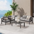thumbnail image 2 of CozyHom 4 Seats Modern Outdoor Aluminum Furniture Sofa Set, All-Season Patio Metal Conversation Couch With Table And Cushions, Gray, 2 of 11