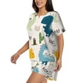 thumbnail image 2 of Lsque Childish Dinosaur Women's Short-Sleeved Pajama Set - 2 Piece Soft and Lightweight Sleepwear Set-3X-Large, 2 of 9