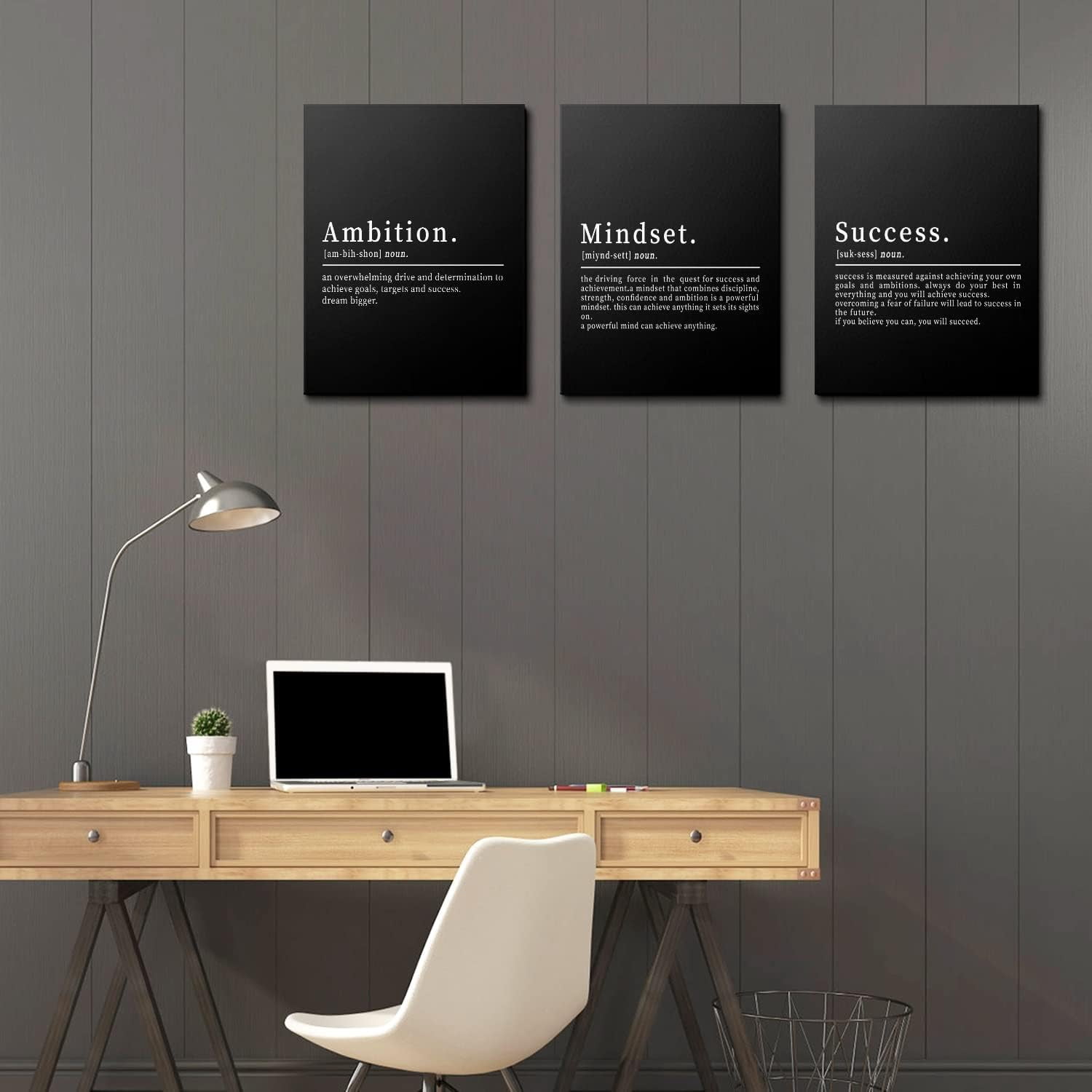 Ambition Mindset Success Office Wall Decor Black and White Quotes Motivational Art Inspirational Prints Sayings Quote Posters Positive Set of 3,12''''X16'''', 12x16 inch (30x40cm)*3 pcs