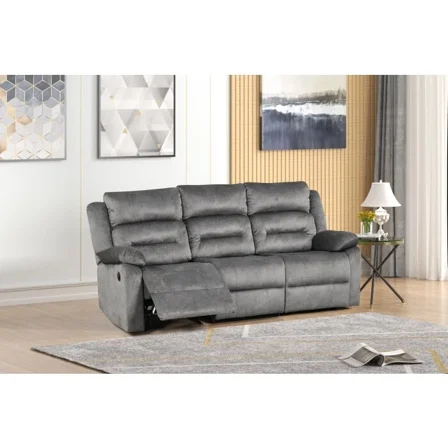 Gray Bronzing Fabric Power Reclining Sofa, Soft Pillow Top and Armrest Living Room Tufted Sofa Couch