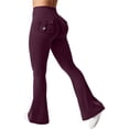 thumbnail image 2 of Leggings with Pockets for Women Scrunch Workout Leggings Butt Lifting Gym Yoga Pants Wine L, 2 of 4