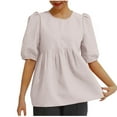 thumbnail image 2 of Women's Plus Size Peplum Tops Short Sleeve Loose Blouse Ruffle Asymmetrical Hem Shirts, 2 of 9