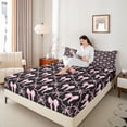thumbnail image 3 of Manfei Cartoon Ribbon Bowknot Bed Sheets 4pcs for Kids Teens,Kawaii Bow Plaid King Sheets for Girls,Luxury Bedroom Decor, 3 of 5