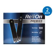 (2 pack) (2 Pack) ReliOn Premier Blood Glucose Test Strips, 100 Ct