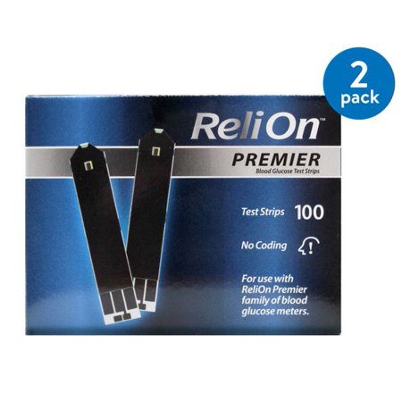 (2 pack) (2 Pack) ReliOn Premier Blood Glucose Test Strips, 100 Ct