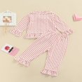 thumbnail image 4 of Ensembles de Pyjama pour Filles Saint-Valentin Imprimé Cœur Manches Longues Col Rabattu Hauts+pantalons Blanc 4-5 Ans, 4 of 6