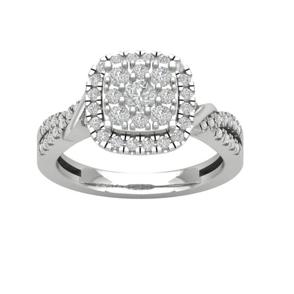 Araiya Sterling Silver Diamond Cluster Halo Ring (1 cttw, I-J Color, I2-I3 Clarity), Size 7