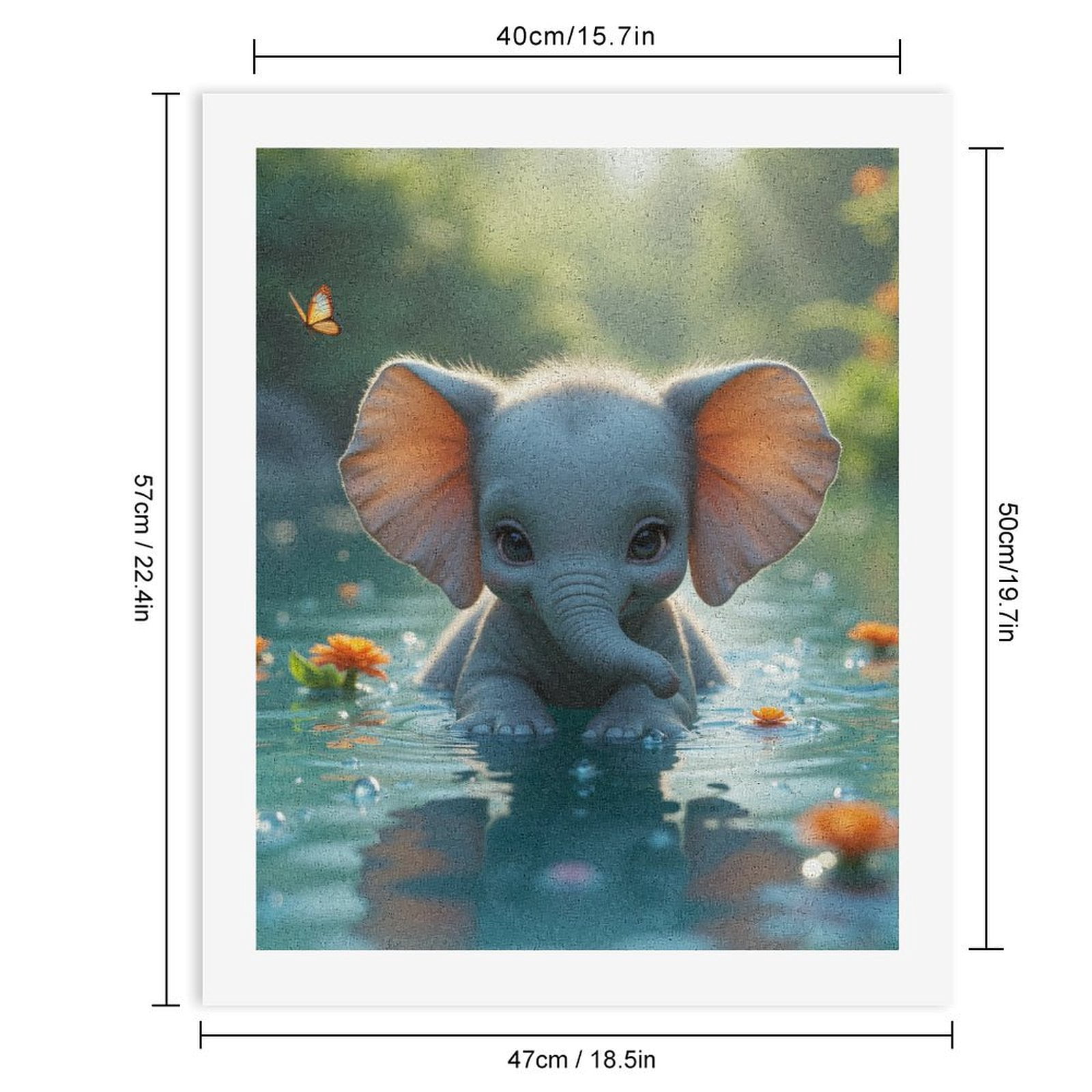 Paint by Numbers Kit for Adults, Cute Elephant In Water Scene Paint by Numbers, Easy Paint by Numbers Kit for Adults Beginner, DIY Adult Paint by Number Kits on Canvas, Home Decor