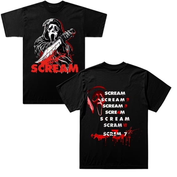 2026 Scream 7 Inspired Print Merch Unisex Summer Short Sleeve Crew Neck Graphic Tee Casual Streetwear T-Shirt
