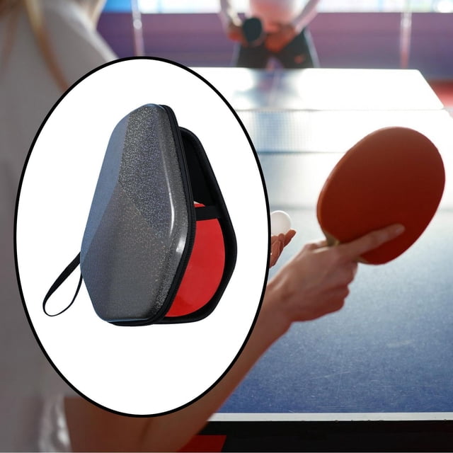 pong paleta estuche en bolsa dura de la tabla resistente a agua mesa de cubierta protectora tenis dos perros de paleta para viajes al aire libre Negro