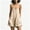 Khaki, variant on Women's Squares Neck Linen Short Romper, Spaghetti Strap Loose Fitting Shorts with Pockets, Cute Summer Jumpsuit Khaki 3XL