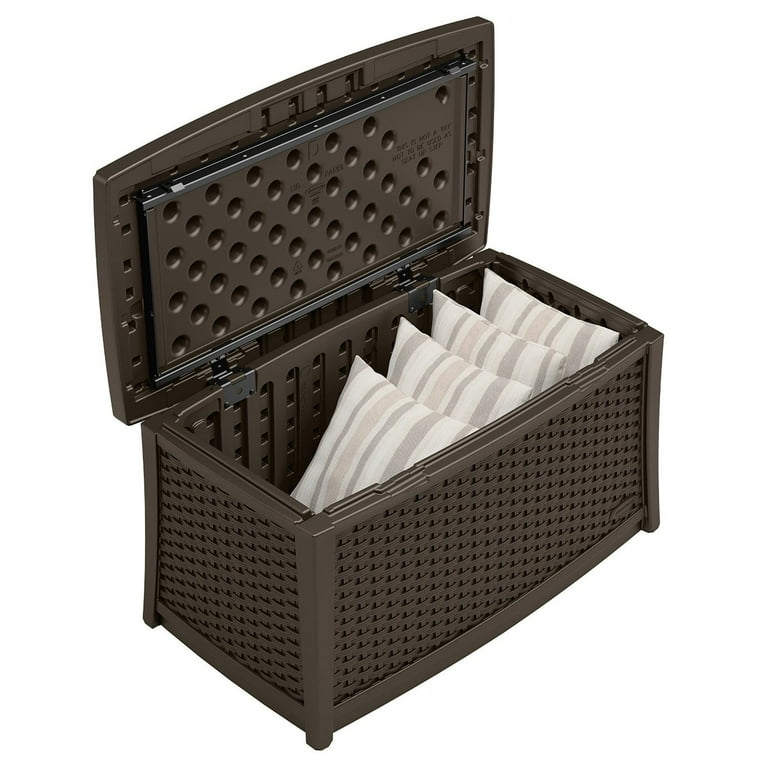 Suncast Elements Outdoor Resin Wicker Coffee Table with Storage Java 2 Pack