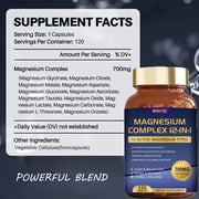 12-in-1 High Absorption Multi Source Magnesium Complex 700mg Capsules, Daily Multi Mineral Nutrient Blend for Adult & Senior Holistic Wellness, 120 Count