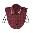 thumbnail image 3 of CYSFASHION 2 Pieces Dickey Collar Blouse for Women Gingham Half Shirts Family Business Casual Round Fake Collar Red, 3 of 6