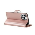 thumbnail image 6 of ELEHOLD Luxury Wallet Case for iPhone 14 Pro Max 6.7" Card Slots Zipper Purse Stand Function with Crossbody Strap Wrist Strap PU Leather Shockproof Case, Rosegold, 6 of 9