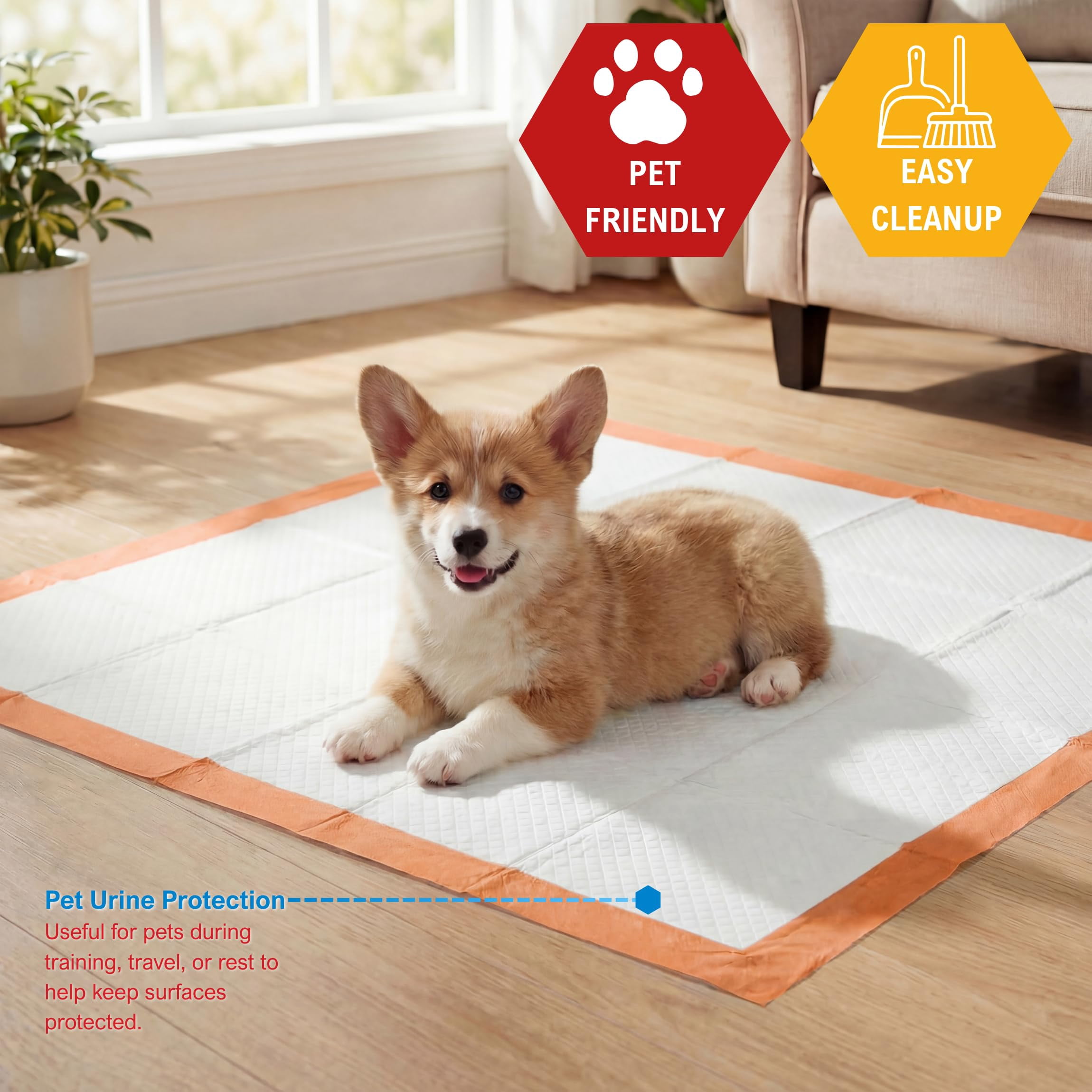 MED PRIDE Dog Training Pads with Adhesive Tabs & Attractant, 30 Count Puppy Pee Pads, 30 x 30 Inch Extra Large Disposable Potty Pads, 6-Layer Ultra Absorbent Leakproof Waterproof Pet Pads