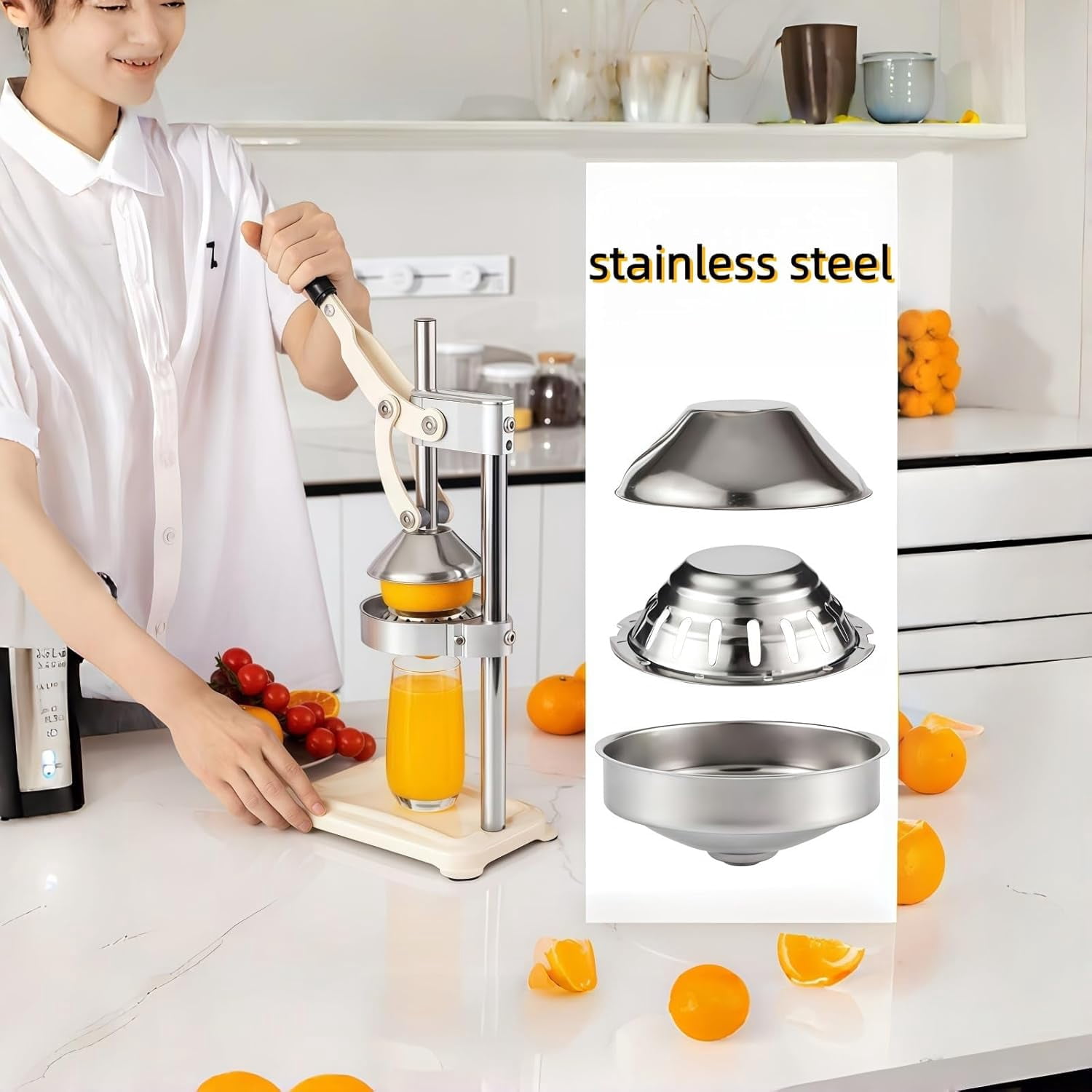 Cast Iron Citrus Juicer,Hand Press Juicer Machine, Hand Press Squeezer, Stainless Steel Crusher, Manual Lemon Press With Large Pressure Plate, Easy Juice Extraction