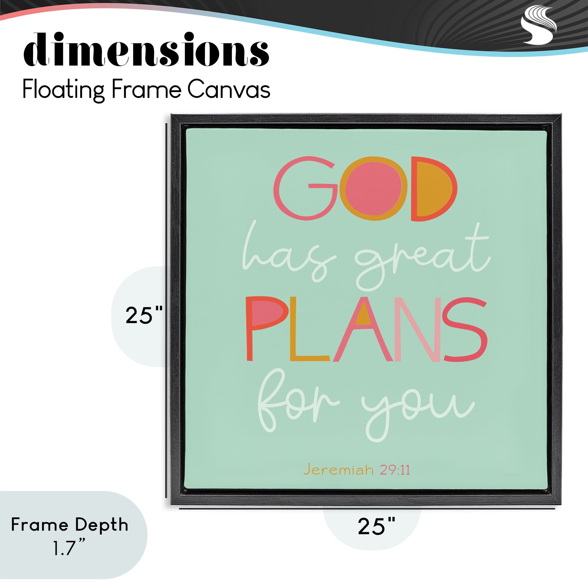 Stupell Industries Green God's Plans For You Black Framed Floater Canvas Wall Art, design by SD Graphics Studio