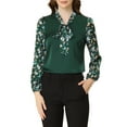 thumbnail image 5 of Allegra K Women's Shirt Contrast Panel Long Sleeve Floral Blouses, 5 of 6