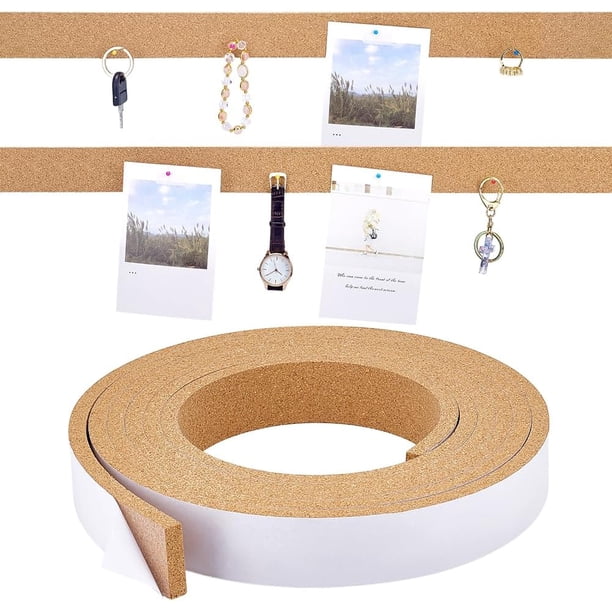 Tiras de corcho de 158 pulgadas, rollo de corcho, cinta de corcho, tiras para tablero de anuncios para pared, tablero de anuncios sin marco, cinta adhesiva para tablero de anuncios