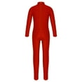 thumbnail image 2 of Jowowha Girls Gymnastics Catsuit Mock Neck Solid Color Long Sleeves Full Body Zippered Leotard Red L, 2 of 5