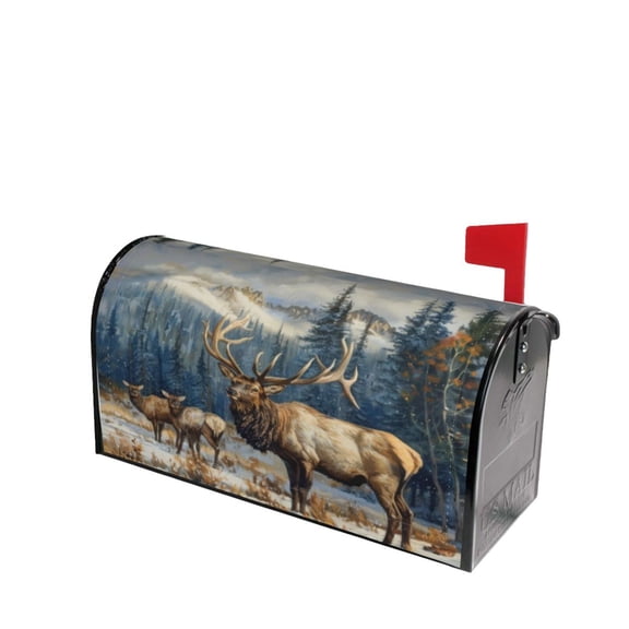 PHELIKA Elk In Snow 03 Magnetic Mailbox Covers Post Letter Box Cover Standard Size 21"H x 18"W
