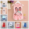 thumbnail image 2 of Conjunto de ropa para bebés, conjuntos de verano para niños y niñas, chalecos sin mangas con dibujos animados bonitos de algodón y pantalones cortos, conjuntos de ropa de 0 a 4 años 80 (1T) Gao Jinjia LED, 2 of 2
