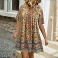 thumbnail image 5 of PiGOGI Women's Printed V-Neck Dress Short Sleeve Casual Flowy Summer Dress with Pockets Yellow XL, 5 of 8