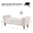 thumbnail image 5 of 55''W Storage Bench for Queen Bed End of Bed, Mid-Century Linen Upholstered Bench with Rolled Armed, Beige, 5 of 6