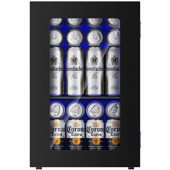 Simzlife 6 Bottles and 24 Cans Mini Beverage Refrigerator & Portable Wine Cooler Refrigerator with Glass Door, Mini Countertop Wine Fridge for Home/Office/Bar,Black