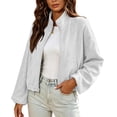 thumbnail image 6 of Warop Women Stand Collar Sweatshirt, Long Sleeve Zip Up Drawstring Short Pocket Pullover for Casual, 6 of 9