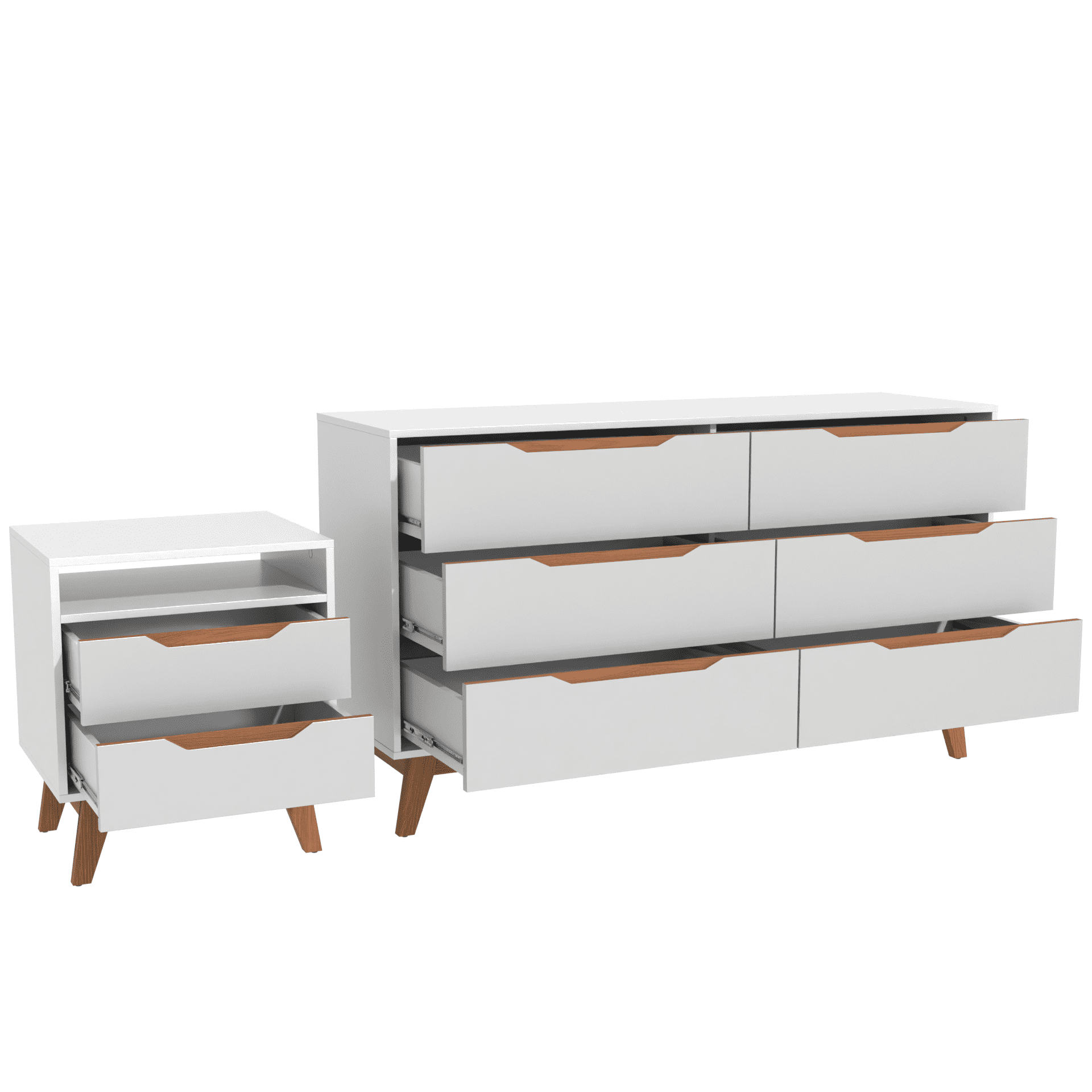 Kappesberg Bedroom Furniture Set with 6-Drawer Dresser and 2-Drawer Nightstand White – Modern Storage Combo