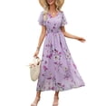 thumbnail image 1 of Vestido largo ANRABESS de verano con cuello en V y estampado floral de chifón para mujer, 1 of 6