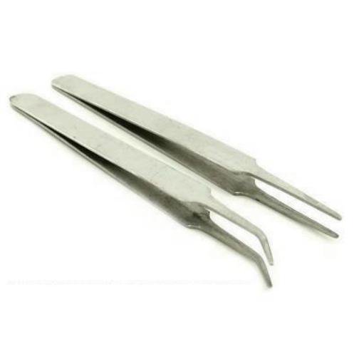 2 Tweezers Jewelers Beading Pocket Watch Repair Tools