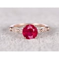 thumbnail image 2 of 1.5 ct Red Ruby 6mm Round Cut And Moissanite Diamond Engagement Ring in 10k Rose Gold for her, 2 of 5
