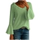 thumbnail image 2 of HongQid Women's Casual V Neck Tiered Ruffle Bell Long Sleeve Blouse Shirt Tunic Top, 2 of 5