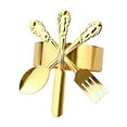 thumbnail image 3 of BalsaCircle 4 Gold Round Metallic Dinner Napkin Rings Fork Knife Spoon Design Party Events Decorations Supplies, 3 of 8