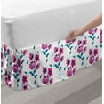 thumbnail image 2 of Flower Bed Skirt, Poppies Ornamental Vintage Style Design Leaves Buds Botany Artwork, Elastic Bedskirt Dust Ruffle Wrap Around for Bedding Decor, 4 Sizes, Fuchsia and Petrol Blue, by Ambesonne, 2 of 2