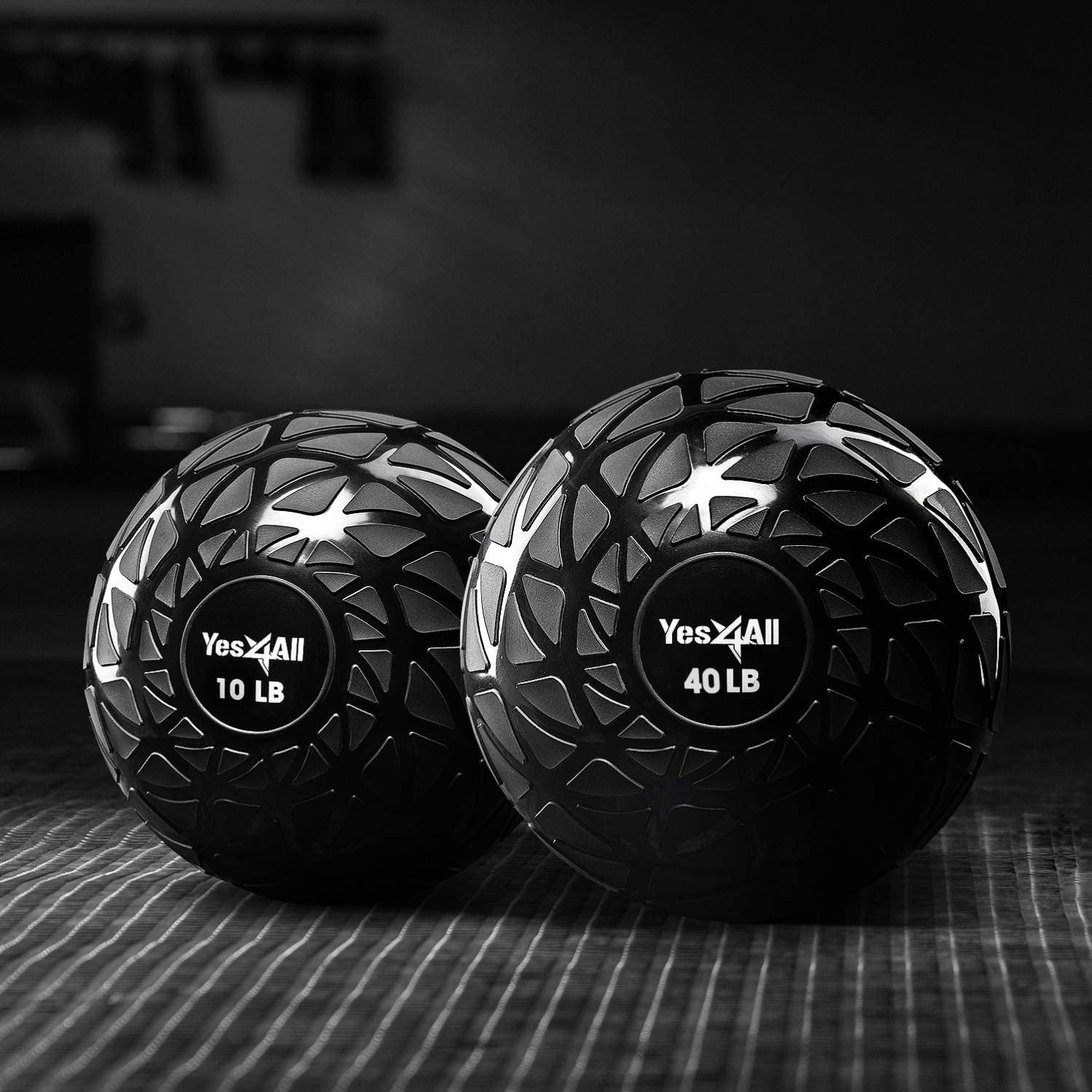 Yes4All Dynamic Slam Ball, PVC Sand Filled Medicine Ball, 10-40lbs Weight Ball - Black 20LBS