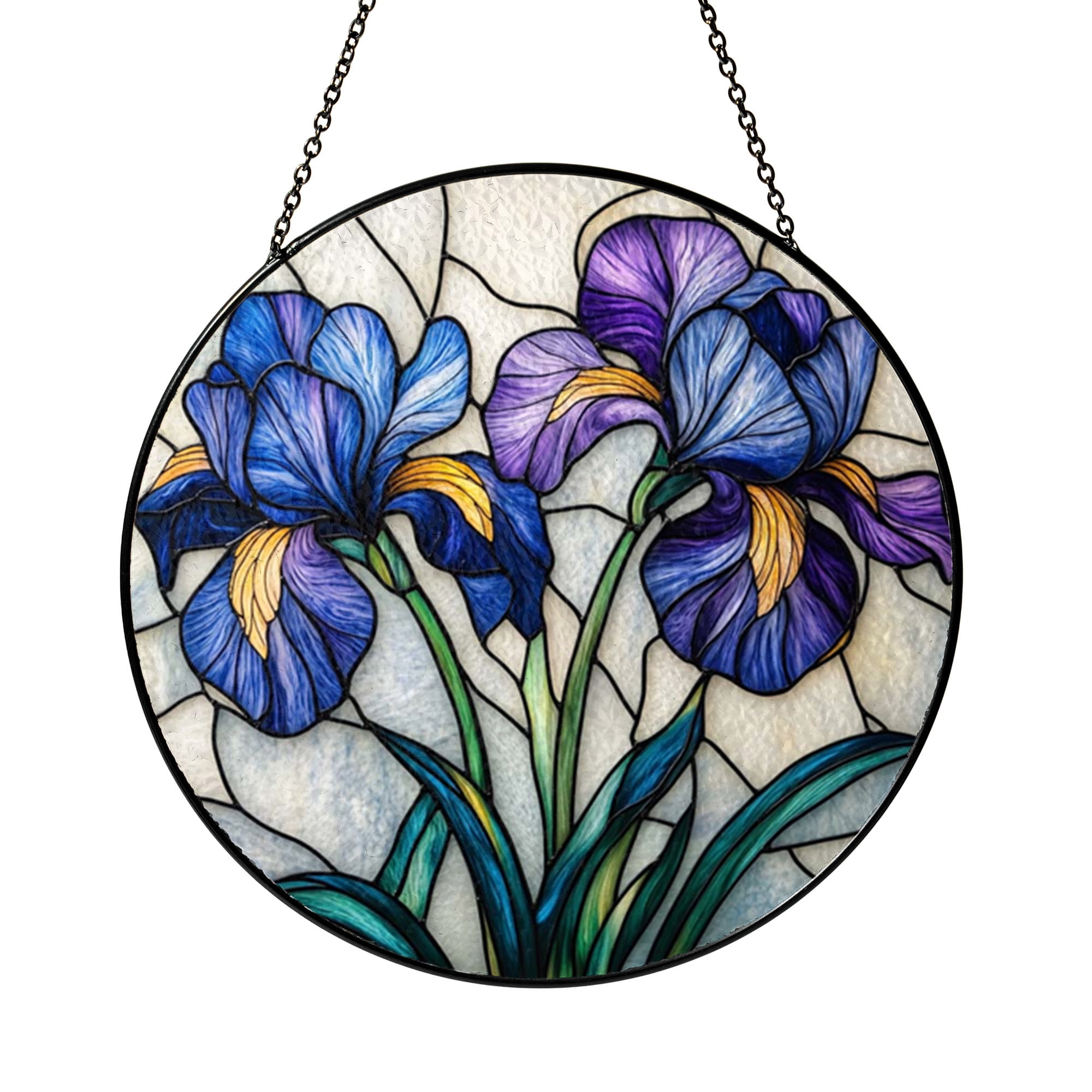 Iris Bloom Glass Style Suncatcher – Botanical Window Art