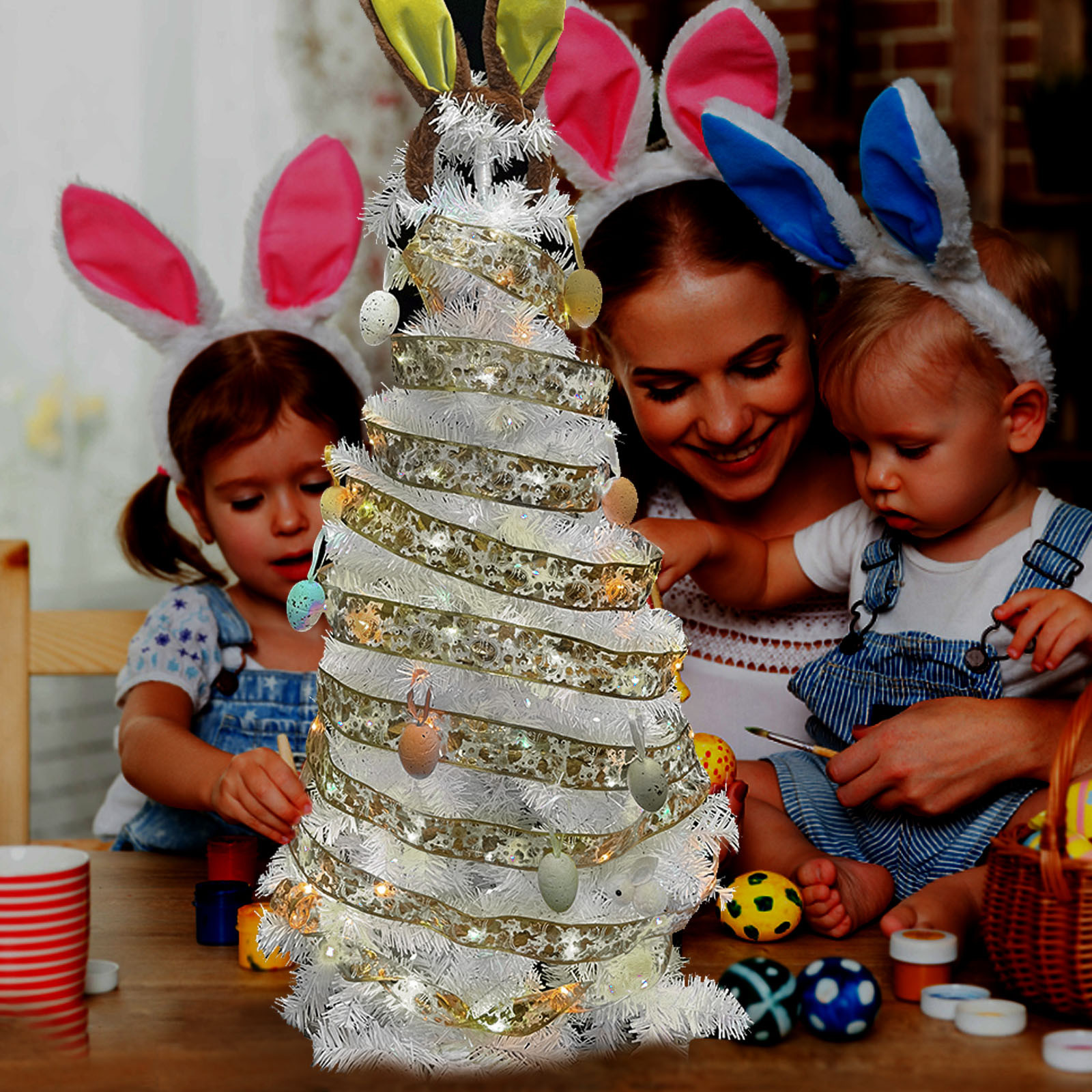 5CMX2M Easter Decoration Bunny Color Bronzing Ribbon String Lights