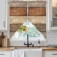 thumbnail image 6 of Farmhouse Beige Brown Swag Valances for Windows, Kitchen Curtains 36 Inch Length 2 Panels Set, Vintage Wooden Striped Short Curtains for Small Windows Rod Pocket Cafe Curtains Drapes 28"x36", 6 of 8