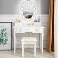 thumbnail image 1 of Ktaxon Vanity Table 10 LED Lights, 5 Drawers Makeup Dressing Desk with Cushioned Stool Set,Bedroom Vanities Set White, 1 of 5