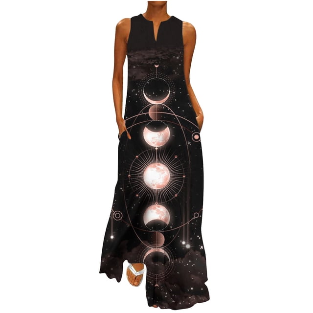 Vestidos Para Mujer Falda Larga Estampado Con Cuello en V Vestido Con Tirantes Estampado Longuette Odeerbi ODB129294