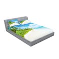 thumbnail image 2 of Ambesonne Ocean Fitted Sheet & Pillow Sham Set, Beach Sea Exotic Palms, Queen, Blue Green Cream, 2 of 2