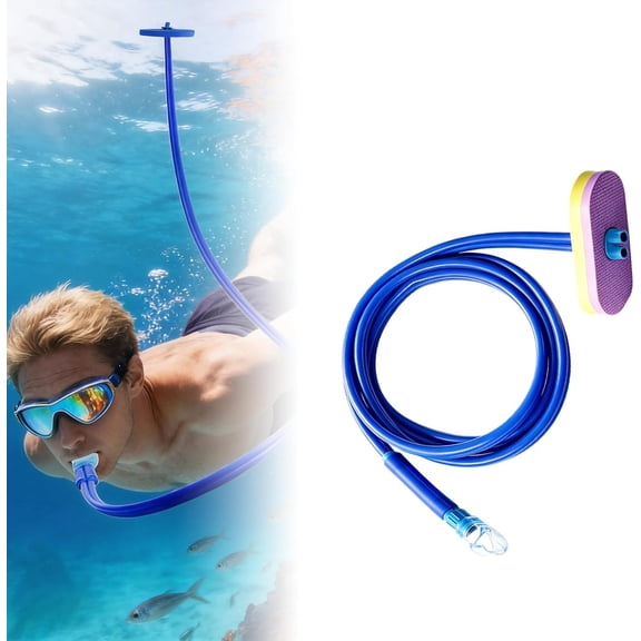 Swimming Snorkel, Underwater Breathing Tube with Float Head, Full Dry Snorkel with Silicone Mouthpiece for Adult Diving